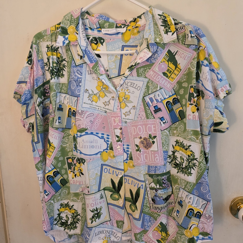 Colorful Graphic Button-Up Shirt